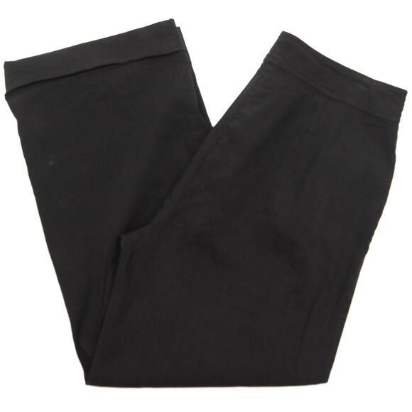 Eileen Fisher Black Linen Blend Wide Leg Crop Cuffed Pants Size Small - Picture 3 of 10